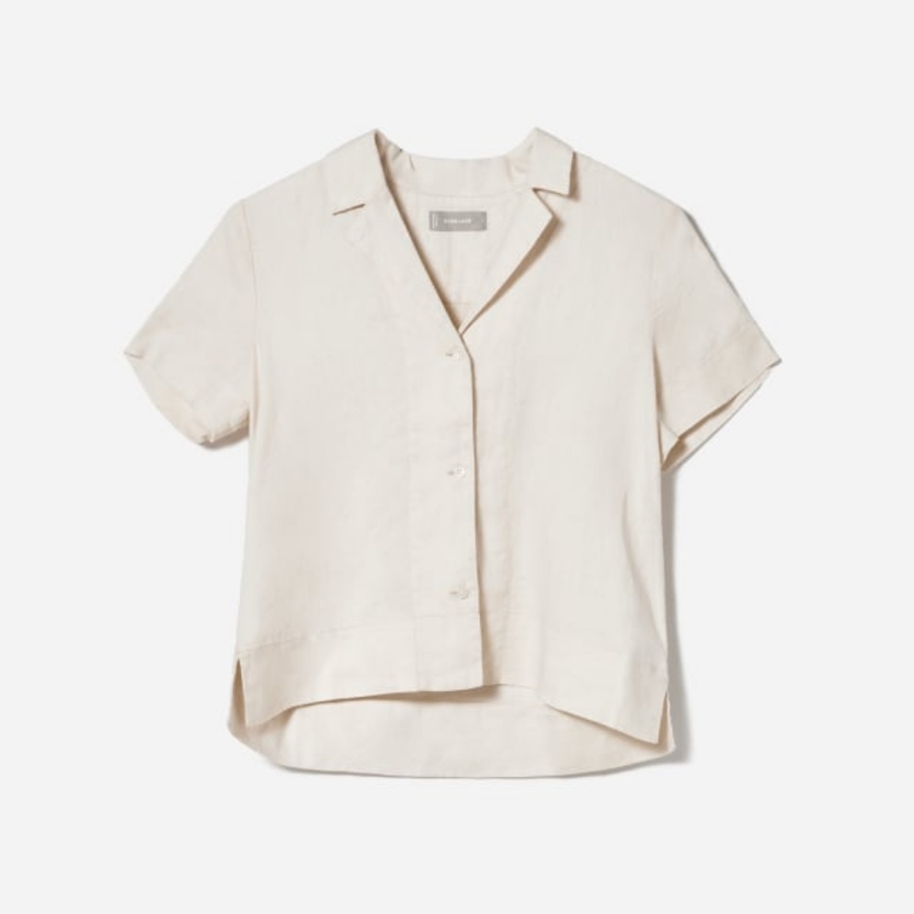 Everlane Linen notch shirt, ivory, size 6